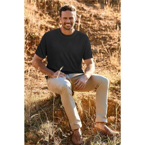 Mens Wool Blend Crewneck Sweater Loose Fit Soft Pullover Fall Spring Top - Picture 4 of 6